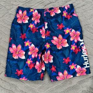 Hurley Navy and Pink Floral Boardshorts